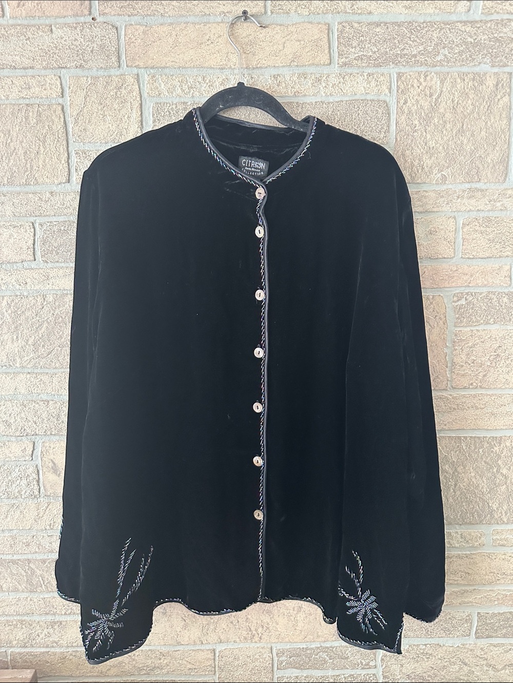 Citron Santa Monica velvet asian style kimono Top Beaded size 2X